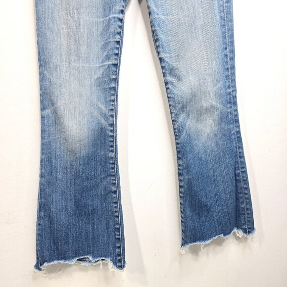 Madewell Cali Demi Boot Cut Denim Buttonfly Comfort Stretch Jeans Chewed Hem - Picture 3 of 9